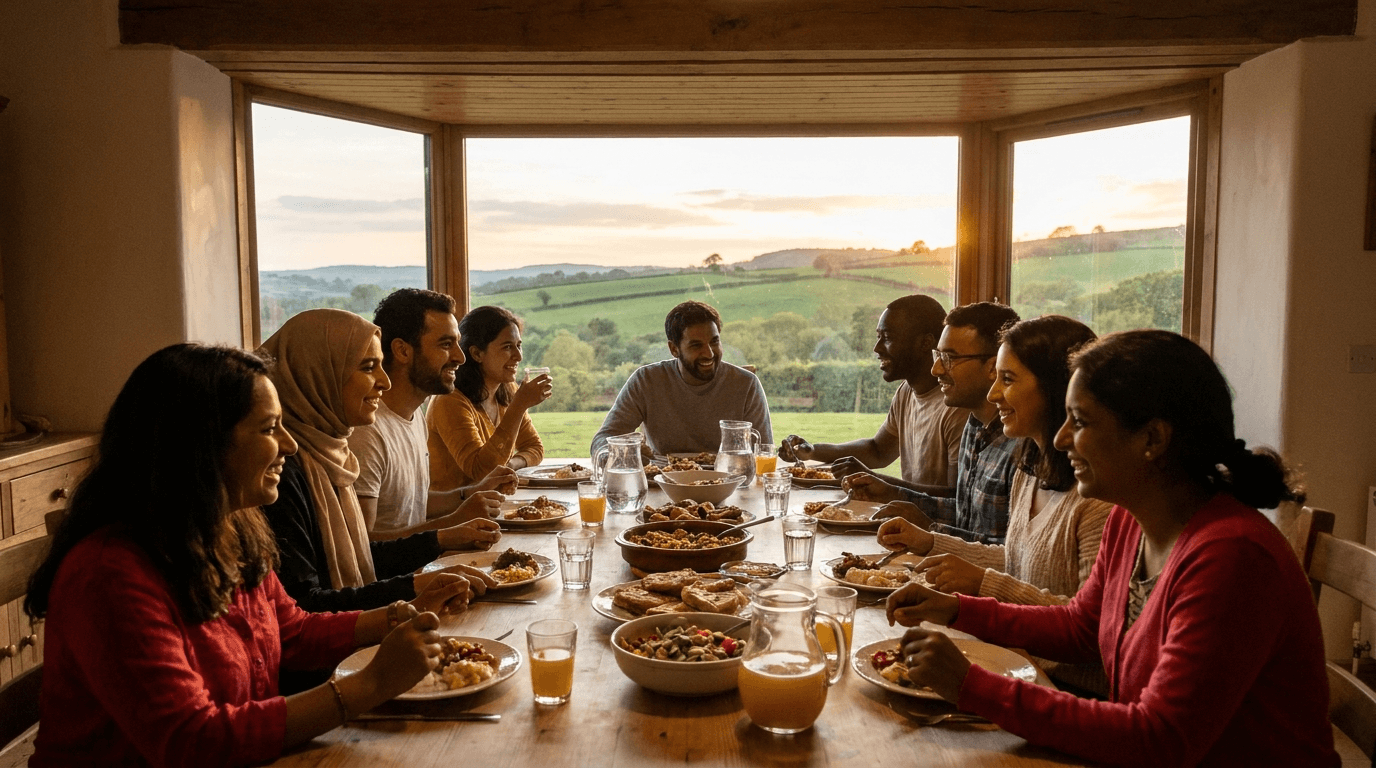 Dîner entre fondateurs au coucher du soleil